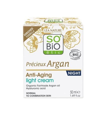 SO’BIO ÉTIC | Κρέμα Νύχτας Προσώπου Αντιγήρανσης – Με βιολογικό αργανέλαιο & υαλουρονικό οξύ 50ml