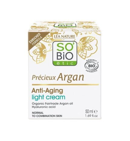 SO’BIO ÉTIC | Κρέμα Ημέρας Προσώπου Αντιγήρανσης (Ελαφριάς Υφής) – Με βιολογικό αργανέλαιο & υαλουρονικό οξύ 50ml
