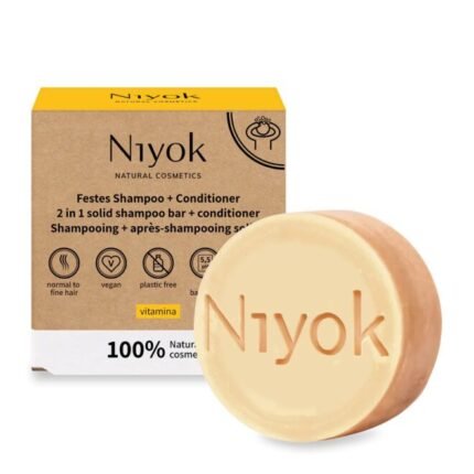 NIYOK | Στερεό Σαμπουάν & Conditioner Vitamina – Με άρωμα εσπεριδοειδών, 80 g